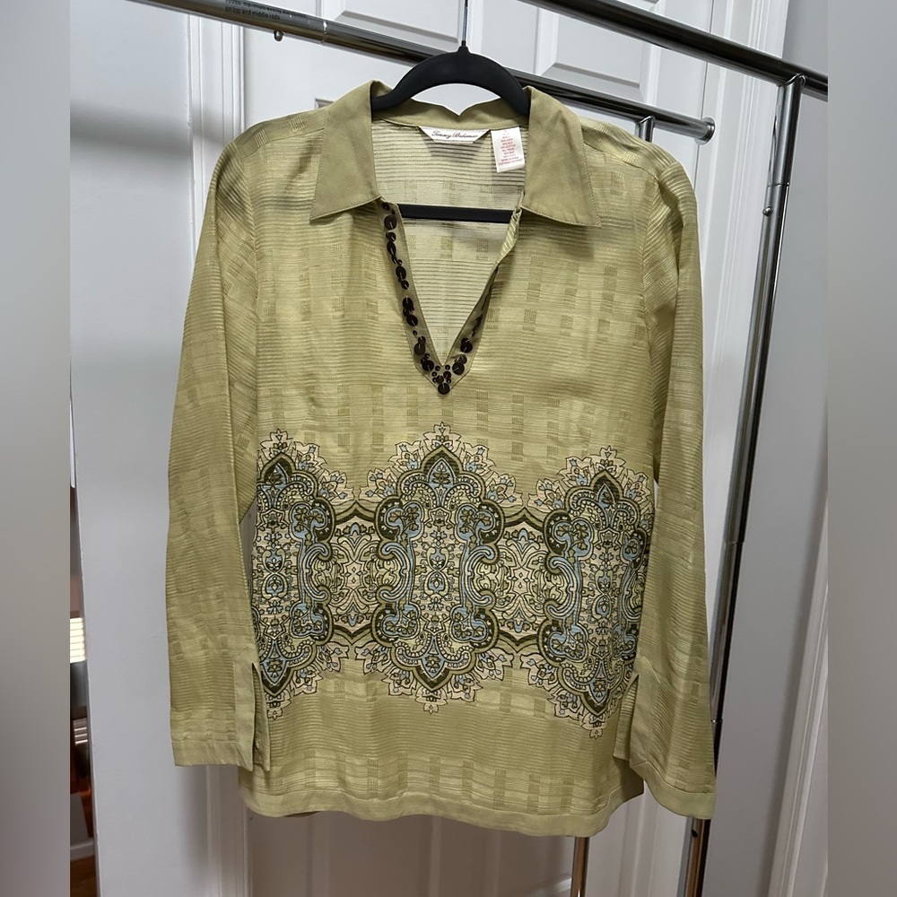 Tommy Bahama Vintage Tunic Linen Silk Cotton Green Women's Medium (8/10)